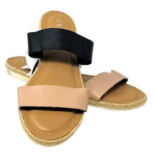 ESPIRIT Veronica Tan & Black Summer Flats Sandals ~ Women's Size 10M